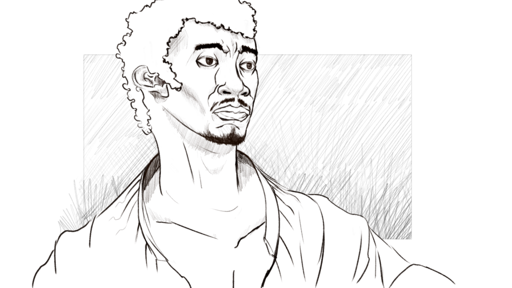 Retrato de olivier le jeune feito sob encomenda para o québec em foco. Artista: malcom costa. todos os direitos reservados.