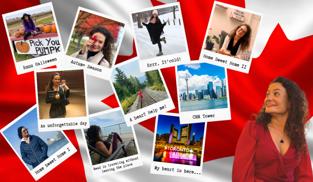 Várias fotos da Pam no Canadá em diversos lugares diferentes.